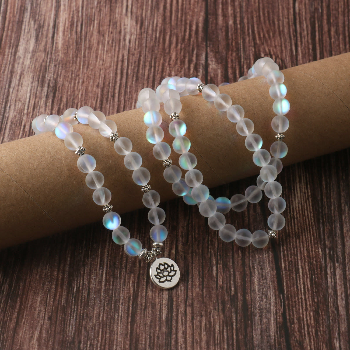 Nimara Ritual 108 Mala Beads Glitter Stone Lotus Enlightenment Bracelet