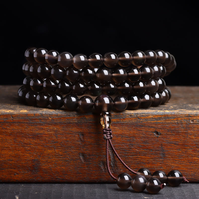 Nimara Ritual 108 Mala Beads Black Obsidian lce Obsidian Fulfilment Bracelet