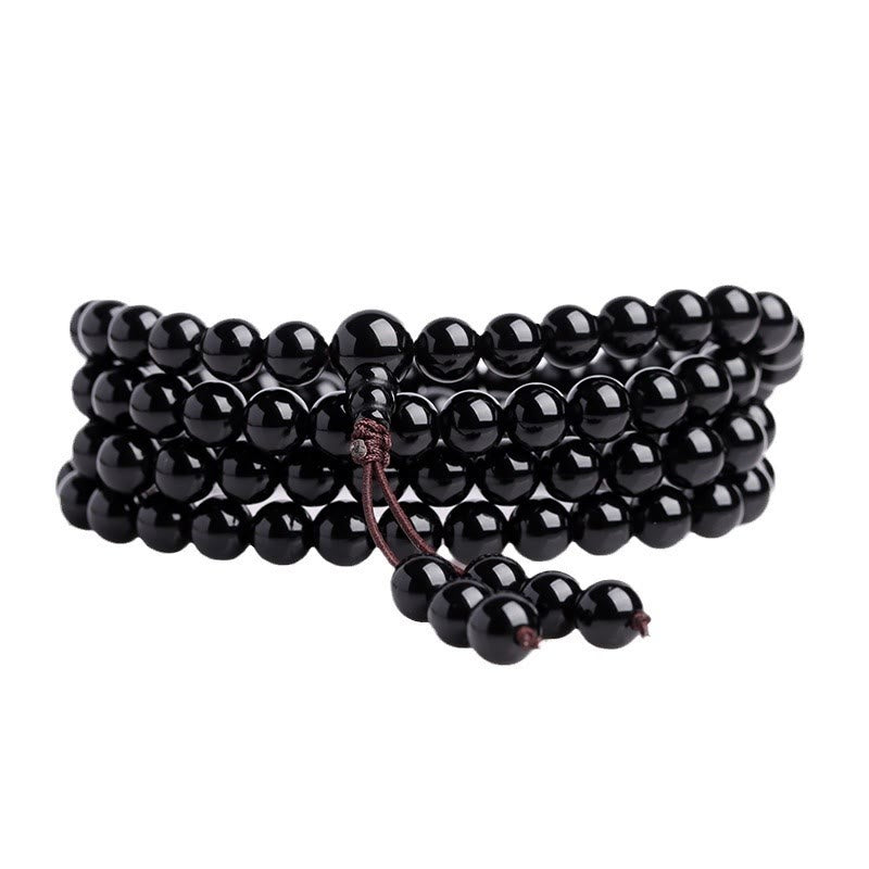 Nimara Ritual 108 Mala Beads Black Obsidian lce Obsidian Fulfilment Bracelet