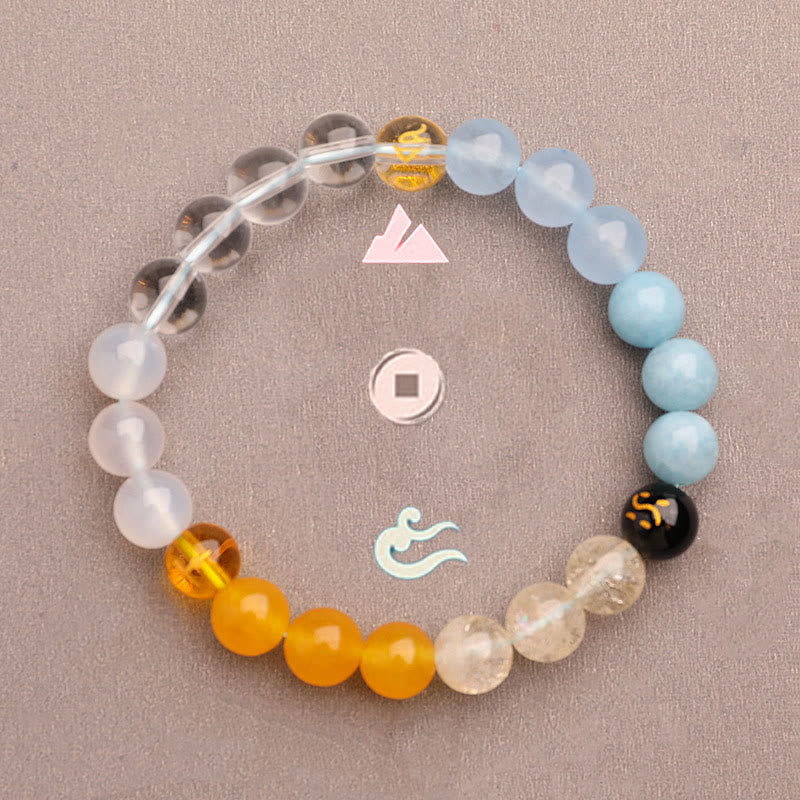Nimara Ritual Five Elements Various Agate Crystal Green Strawberry Quartz Sun Stone Wealth Bracelet