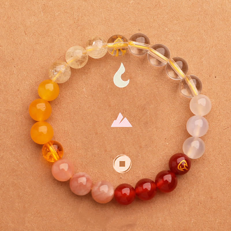 Nimara Ritual Five Elements Various Agate Crystal Green Strawberry Quartz Sun Stone Wealth Bracelet