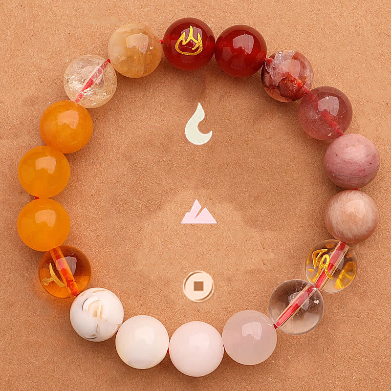 Nimara Ritual Five Elements Various Agate Crystal Green Strawberry Quartz Sun Stone Wealth Bracelet