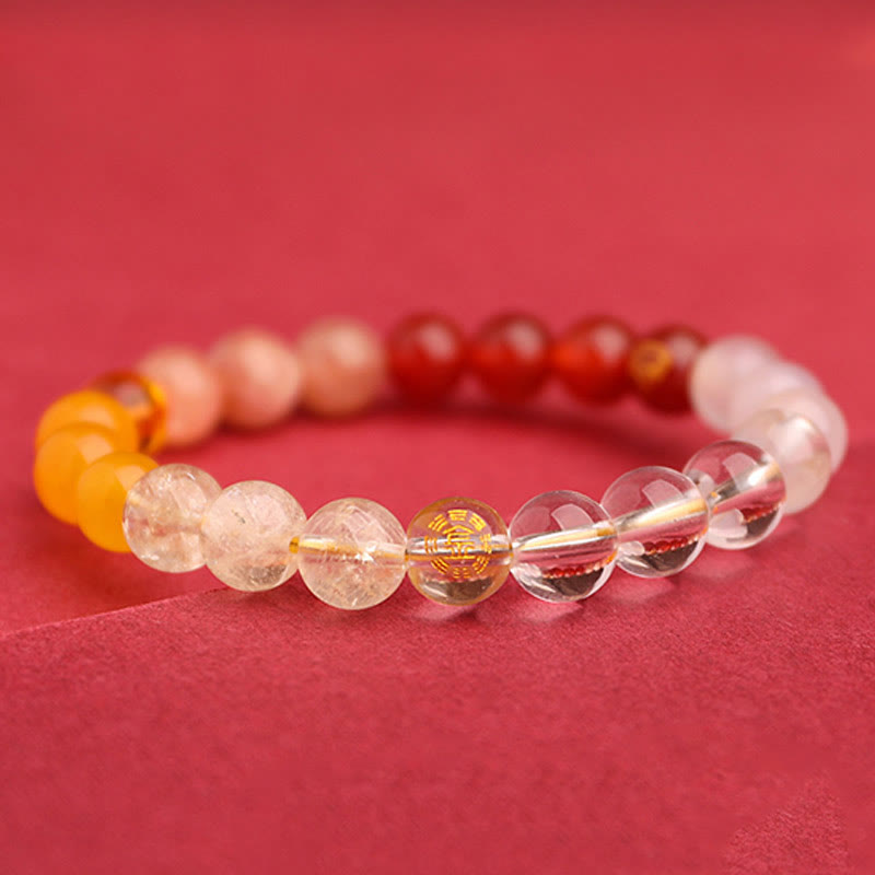 Nimara Ritual Five Elements Various Agate Crystal Green Strawberry Quartz Sun Stone Wealth Bracelet