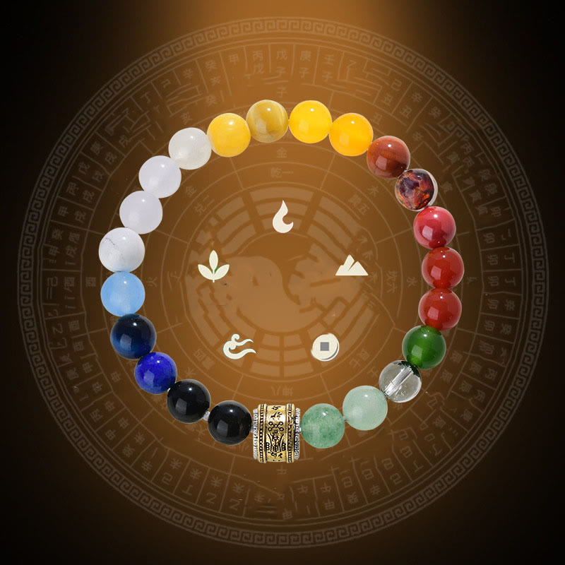 Nimara Ritual Five Elements Various Agate Crystal Red Agate Gold Sheen Obsidian Yellow Agate Luck Bracelet