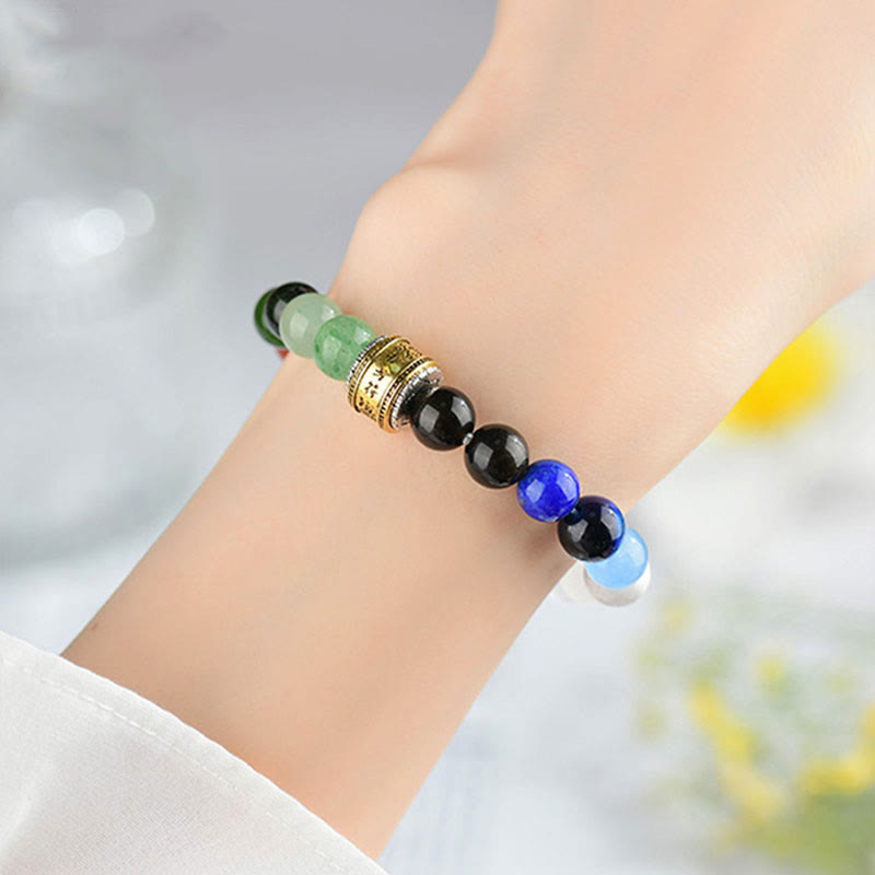 Nimara Ritual Five Elements Various Agate Crystal Red Agate Gold Sheen Obsidian Yellow Agate Luck Bracelet