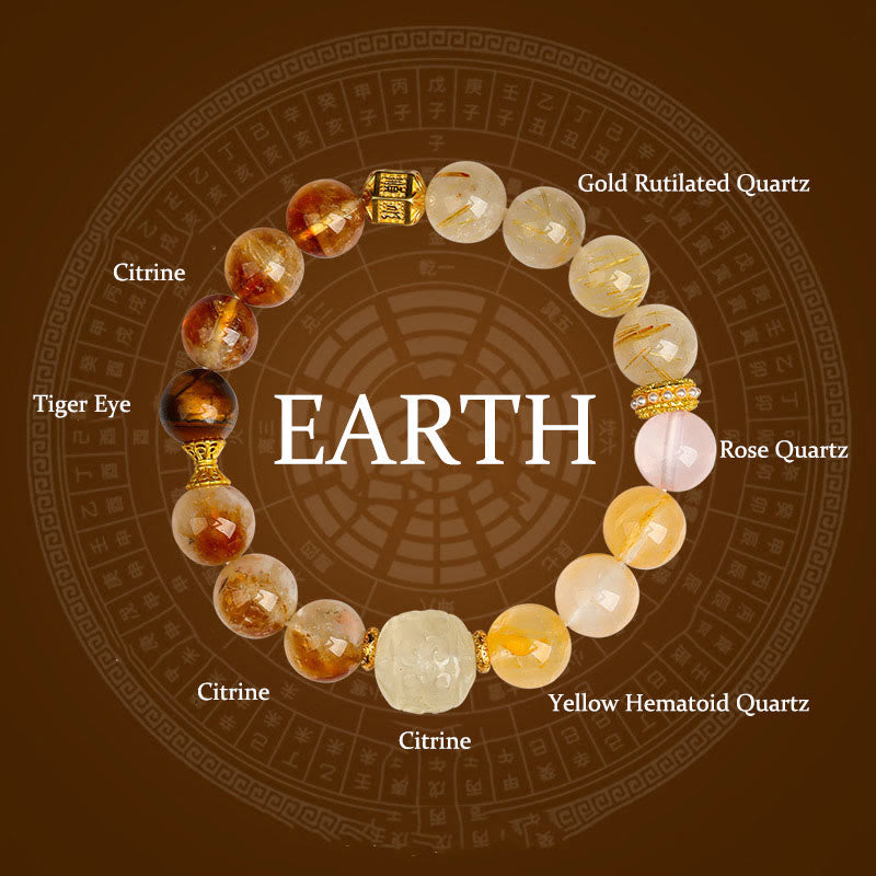 Nimara Ritual Five Elements Various Agate Crystal Green Phantom Rutilated Quartz Green Grape Agate Malachite Luck Bracelet