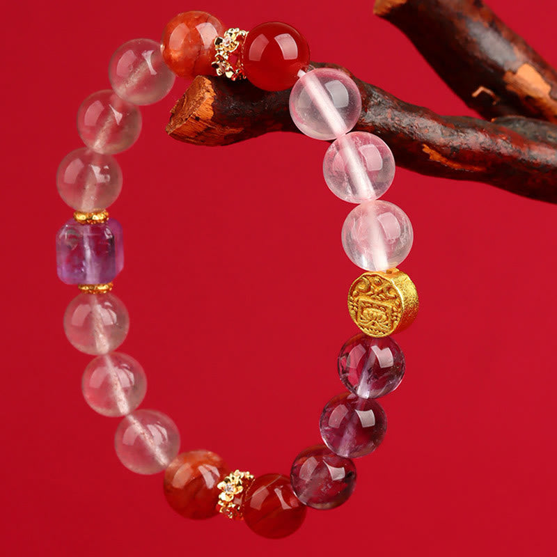 Nimara Ritual Five Elements Various Agate Crystal Green Phantom Rutilated Quartz Green Grape Agate Malachite Luck Bracelet