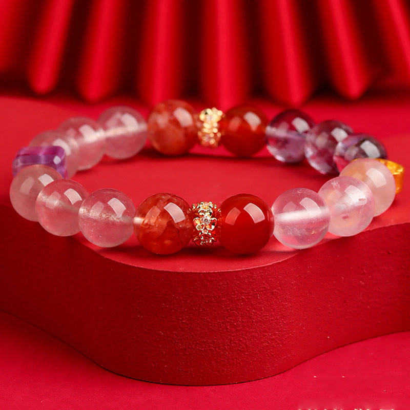 Nimara Ritual Five Elements Various Agate Crystal Green Phantom Rutilated Quartz Green Grape Agate Malachite Luck Bracelet