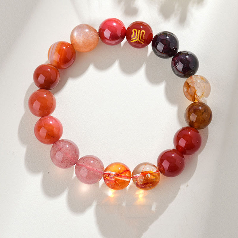 Nimara Ritual Five Elements Various Agate Crystal Rutilated Quartz Tiger Eye Yellow Agate Citrine Luck Bracelet