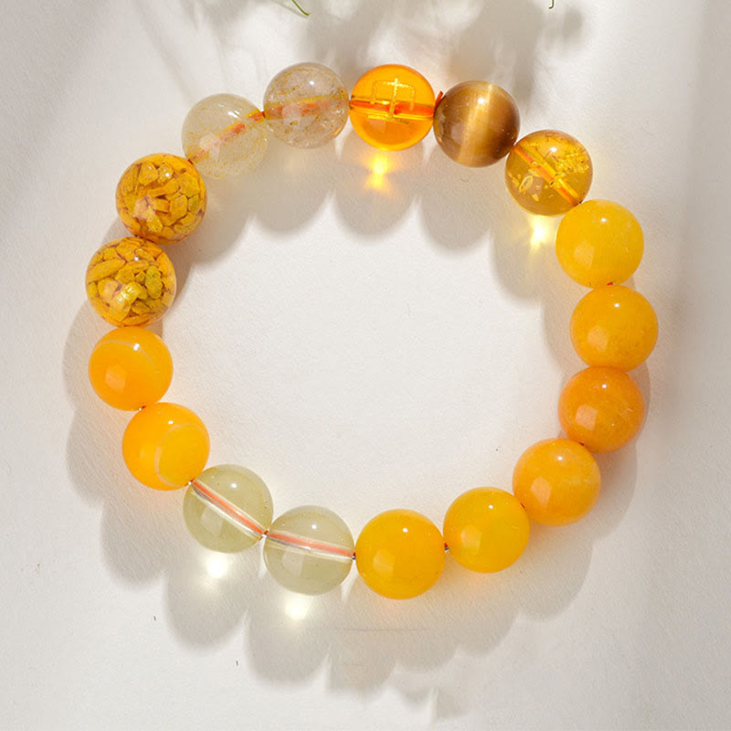 Nimara Ritual Five Elements Various Agate Crystal Rutilated Quartz Tiger Eye Yellow Agate Citrine Luck Bracelet