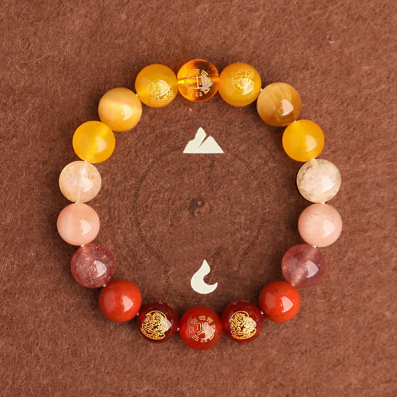Nimara Ritual Five Elements Various Agate Crystal South Red Agate Strawberry Quartz Sun Stone Citrine Luck Bracelet