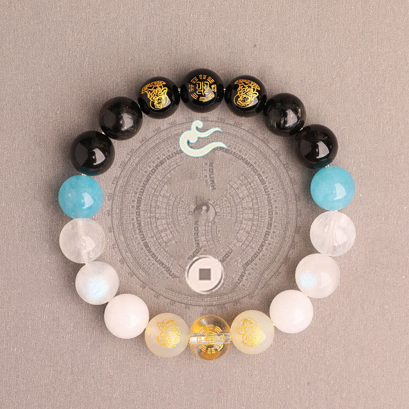 Nimara Ritual Five Elements Various Agate Crystal South Red Agate Strawberry Quartz Sun Stone Citrine Luck Bracelet