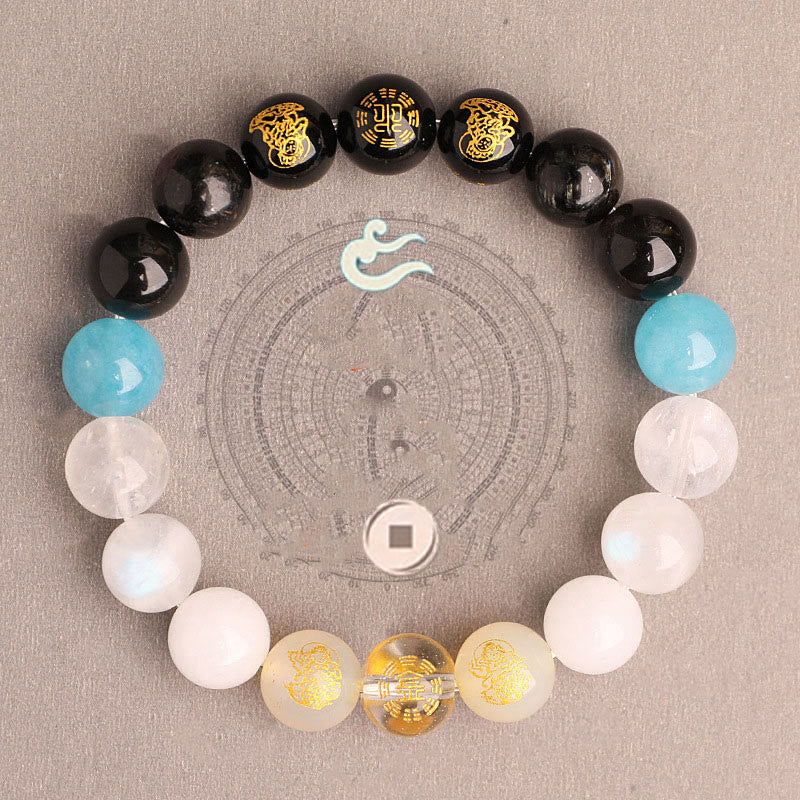 Nimara Ritual Five Elements Various Agate Crystal South Red Agate Strawberry Quartz Sun Stone Citrine Luck Bracelet