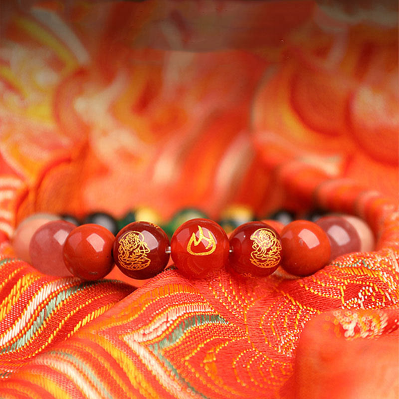 Nimara Ritual Five Elements Various Agate Crystal South Red Agate Strawberry Quartz Sun Stone Citrine Luck Bracelet