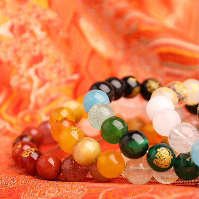 Nimara Ritual Five Elements Various Agate Crystal South Red Agate Strawberry Quartz Sun Stone Citrine Luck Bracelet