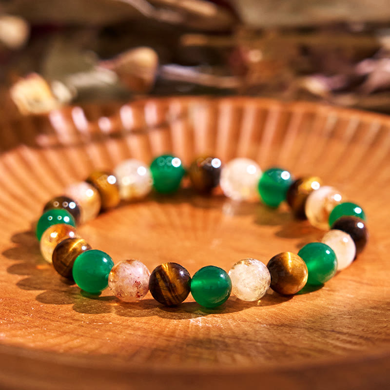 Nimara Ritual Natural Tiger Eye Green Agate Citrine Mix And Match Beads Protection Bracelet