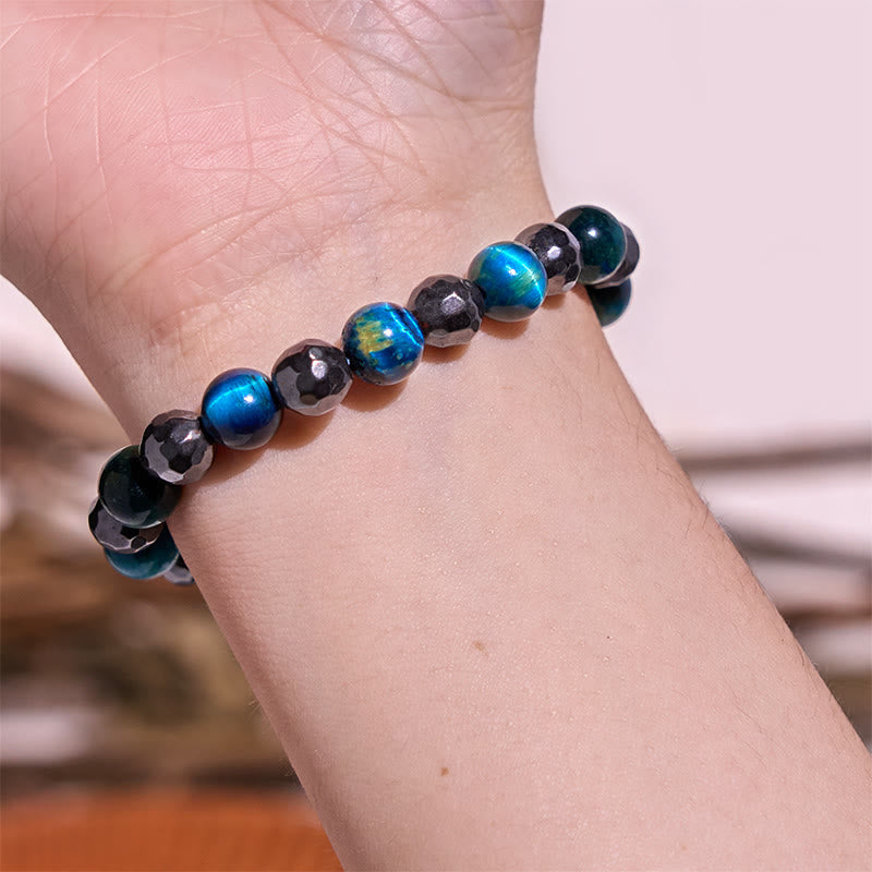 Nimara Ritual 2Pcs Hematite Tiger Eye Blue Tiger Eye Powerful Bracelet Set