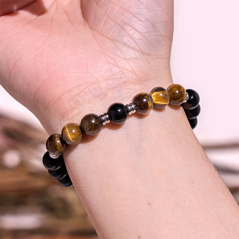 Nimara Ritual 2Pcs Hematite Tiger Eye Blue Tiger Eye Powerful Bracelet Set