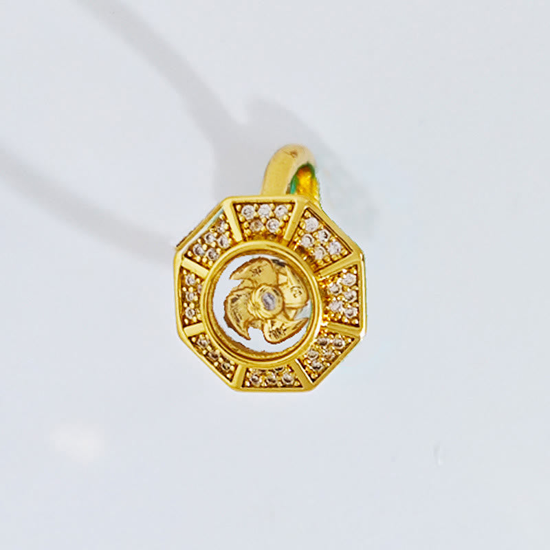 Nimara Ritual Gold Plated Copper Windmill Feng Sheng Shui Qi Luck Wealth Adjustable Ring