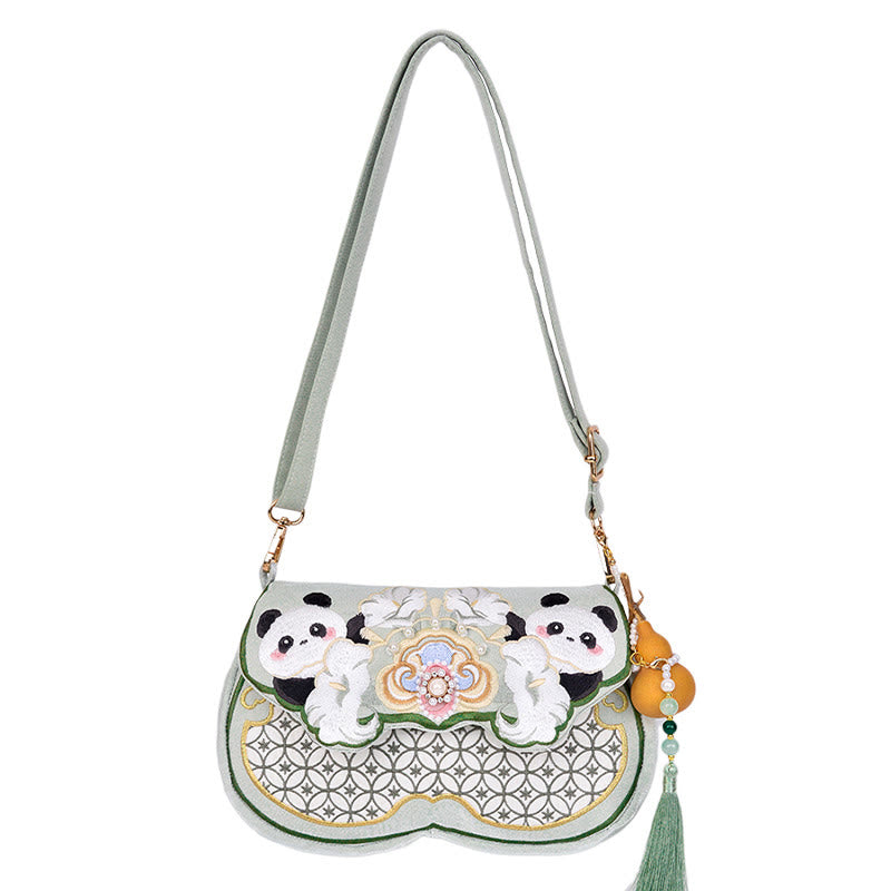 Nimara Ritual Panda Flowers Gourd Pendant Shoulder Bag Crossbody Bag