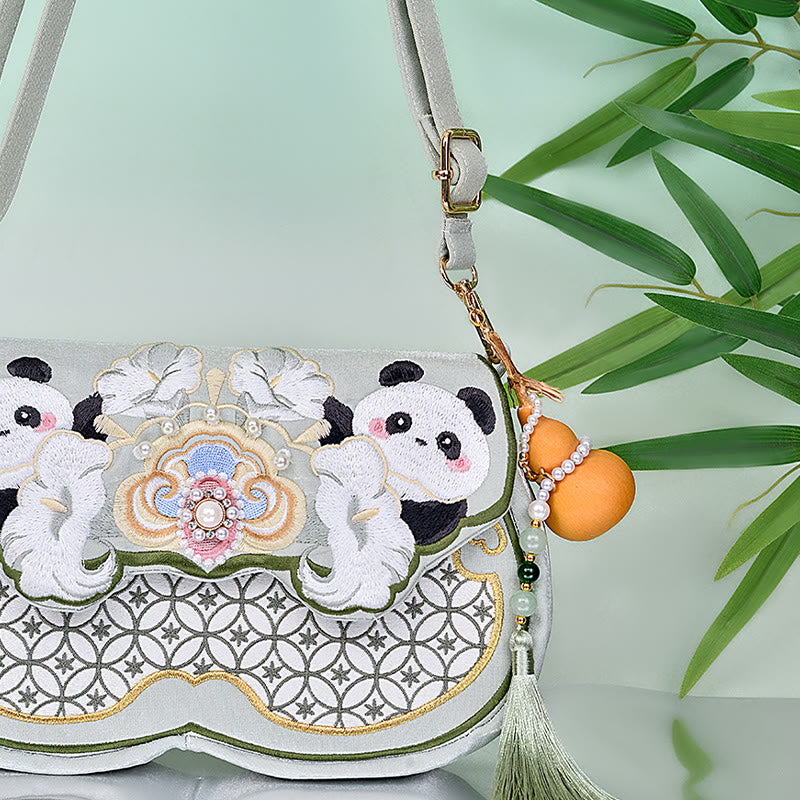 Nimara Ritual Panda Flowers Gourd Pendant Shoulder Bag Crossbody Bag