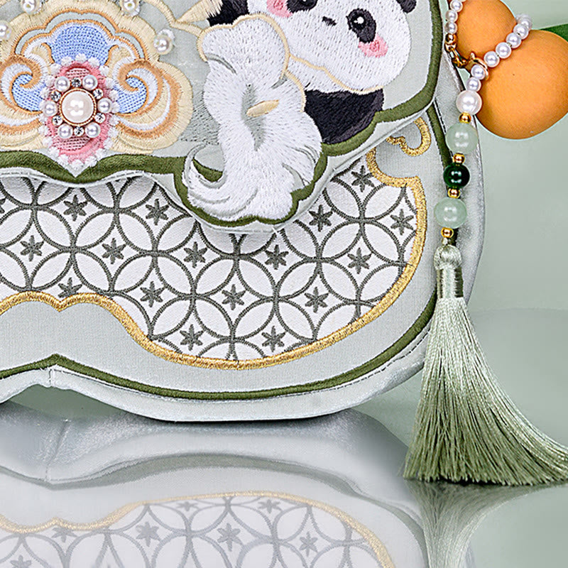 Nimara Ritual Panda Flowers Gourd Pendant Shoulder Bag Crossbody Bag