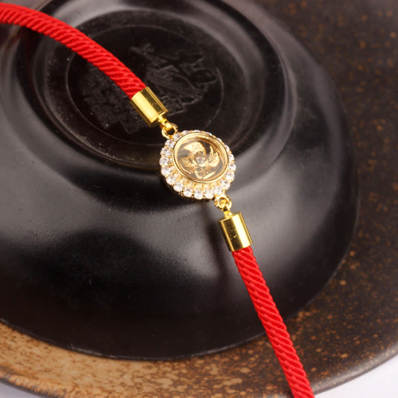 Nimara Ritual Red String Copper Brass Rotatable Windmill Feng Sheng Shui Qi Protection Braided Bracelet