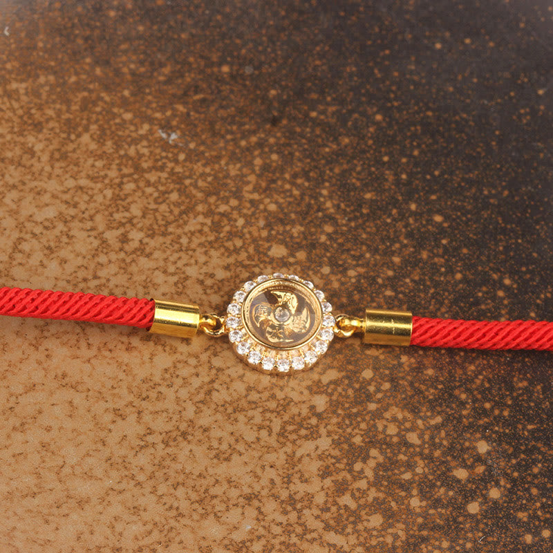 Nimara Ritual Red String Copper Brass Rotatable Windmill Feng Sheng Shui Qi Protection Braided Bracelet