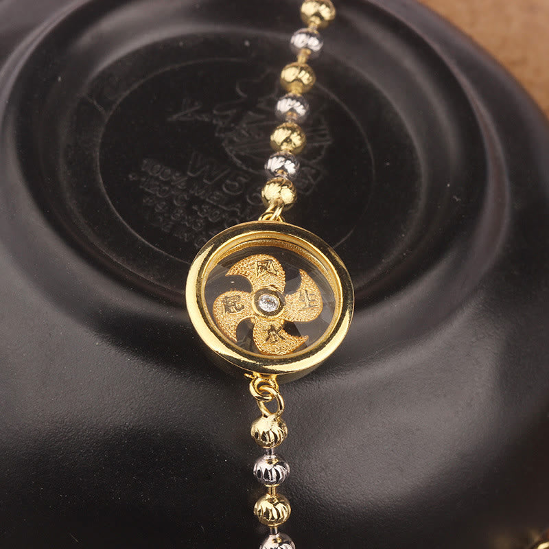 Nimara Ritual Feng Sheng Shui Qi Copper Brass Rotatable Windmill Bead Protection Braided Bracelet