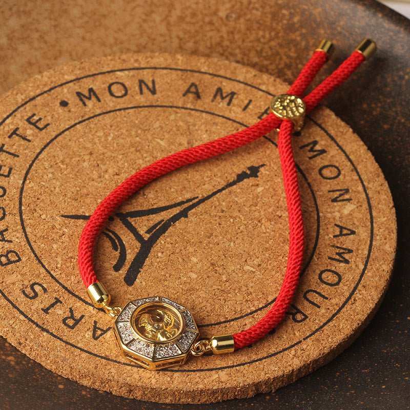 Nimara Ritual Copper Brass Rotatable Windmill Feng Sheng Shui Qi Red String Faith Braided Bracelet
