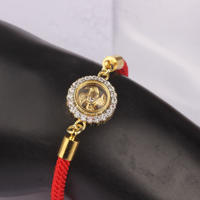 Nimara Ritual Red String Copper Brass Rotatable Windmill Feng Sheng Shui Qi Protection Braided Bracelet