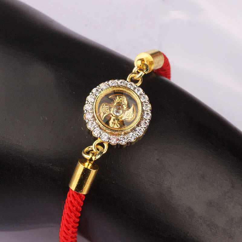 Nimara Ritual Red String Copper Brass Rotatable Windmill Feng Sheng Shui Qi Protection Braided Bracelet