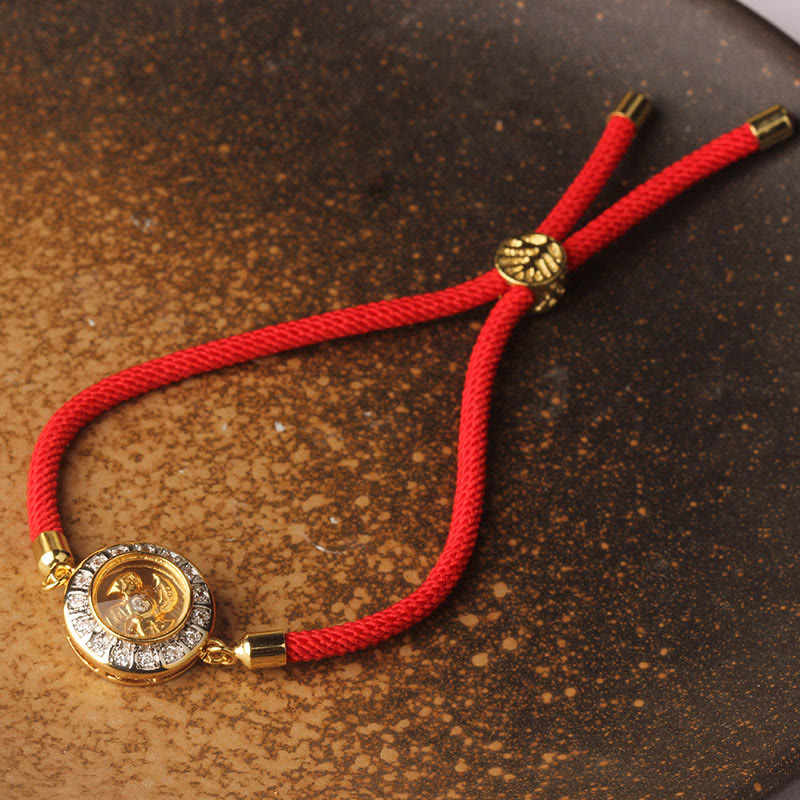 Nimara Ritual Copper Brass Feng Sheng Shui Qi Rotatable Windmill Red String Faith Braided Bracelet