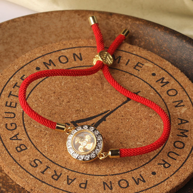 Nimara Ritual Copper Brass Feng Sheng Shui Qi Rotatable Windmill Red String Faith Braided Bracelet
