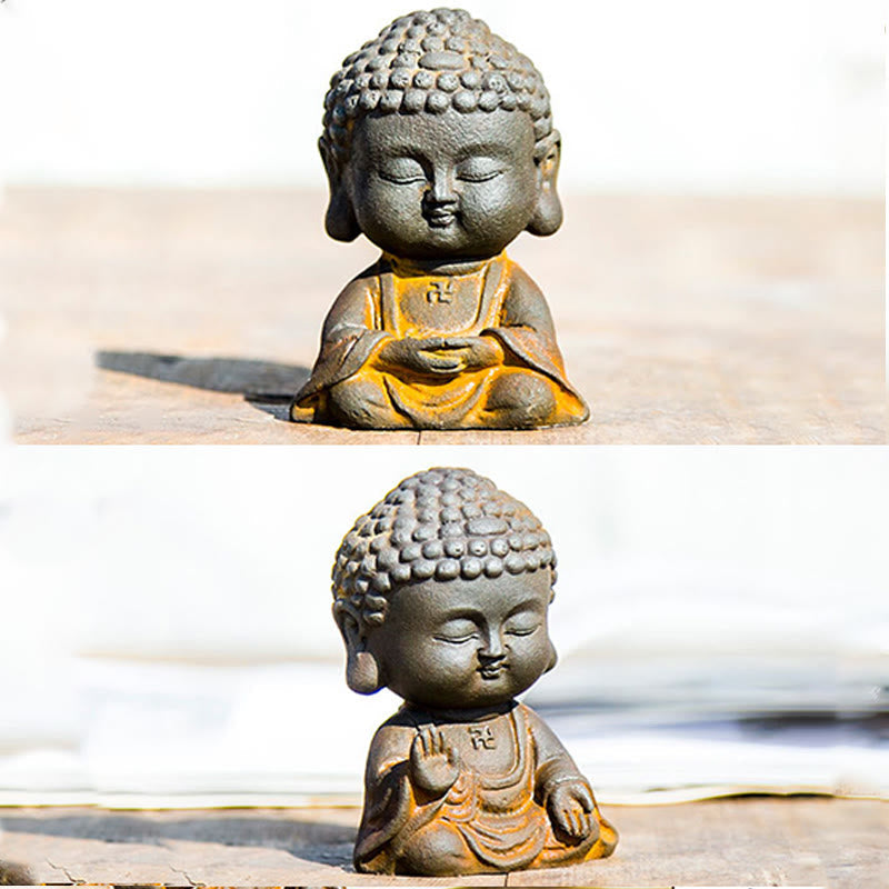 Nimara Ritual Small Meditating Buddha Iron Powder Rust Cast Resin Statue Home Decoration