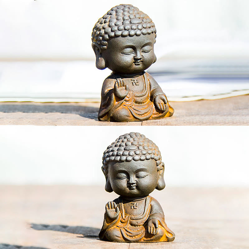 Nimara Ritual Small Meditating Buddha Iron Powder Rust Cast Resin Statue Home Decoration