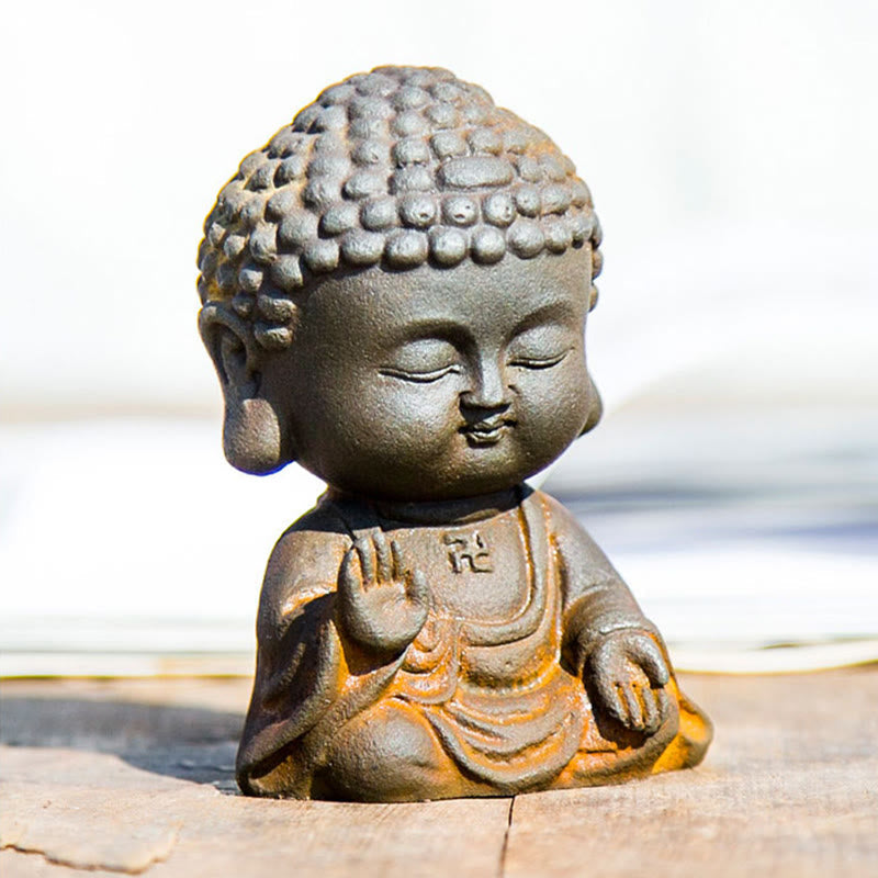 Nimara Ritual Small Meditating Buddha Iron Powder Rust Cast Resin Statue Home Decoration