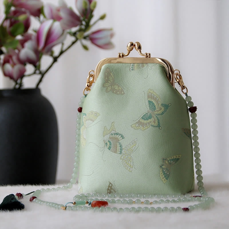 Nimara Ritual Retro Chinese Embroidery Pearl Chain Crossbody Bag Shoudler Bag