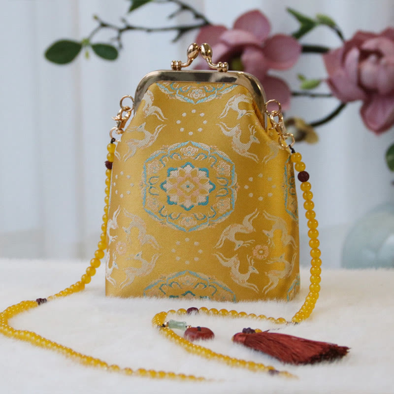 Nimara Ritual Retro Chinese Embroidery Pearl Chain Crossbody Bag Shoudler Bag