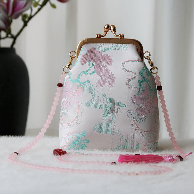 Nimara Ritual Retro Chinese Embroidery Pearl Chain Crossbody Bag Shoudler Bag