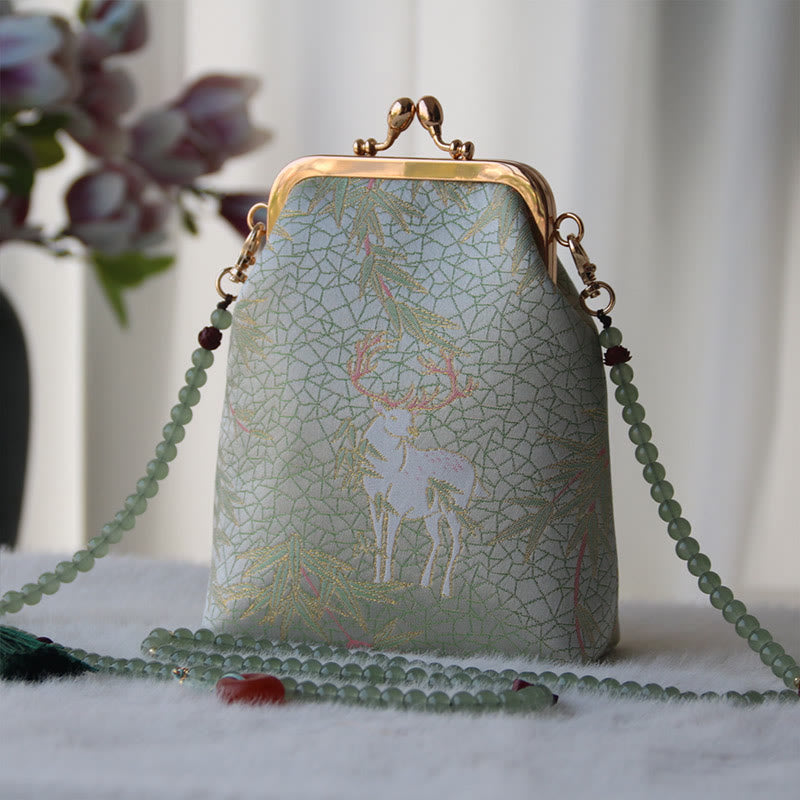 Nimara Ritual Retro Chinese Embroidery Pearl Chain Crossbody Bag Shoudler Bag