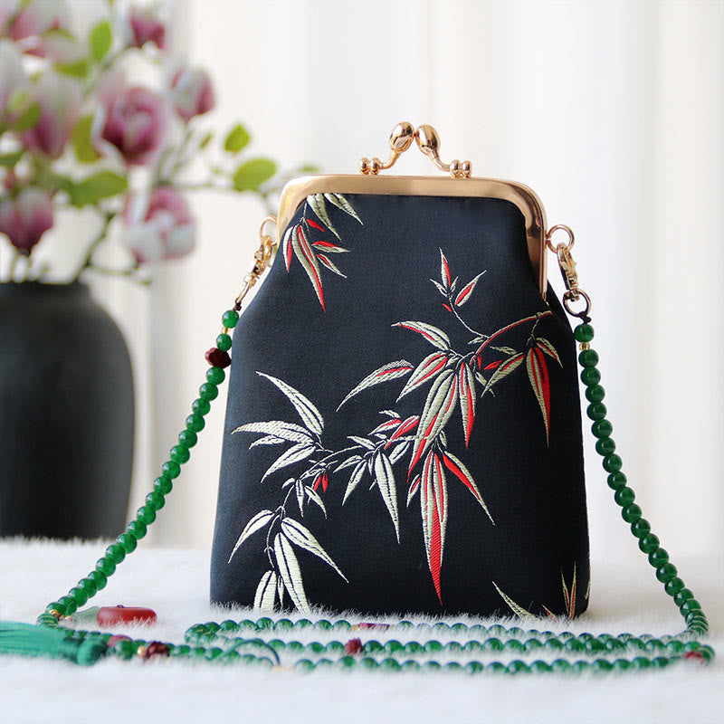 Nimara Ritual Retro Chinese Embroidery Pearl Chain Crossbody Bag Shoudler Bag