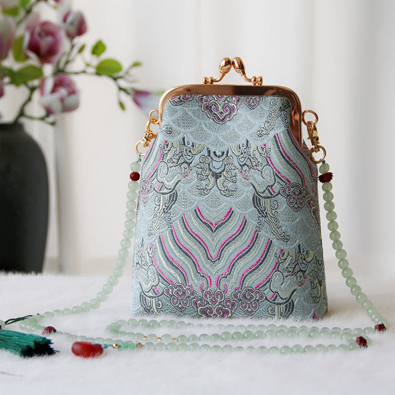 Nimara Ritual Retro Chinese Embroidery Pearl Chain Crossbody Bag Shoudler Bag