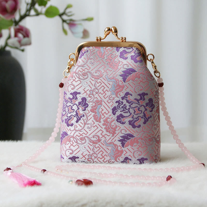 Nimara Ritual Retro Chinese Embroidery Pearl Chain Crossbody Bag Shoudler Bag