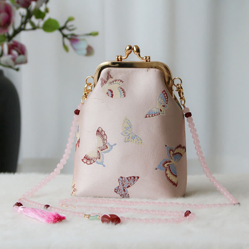 Nimara Ritual Retro Chinese Embroidery Pearl Chain Crossbody Bag Shoudler Bag