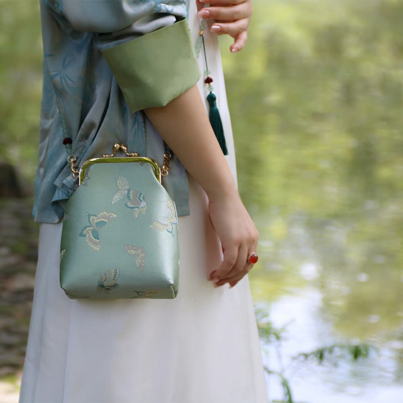Nimara Ritual Retro Chinese Embroidery Pearl Chain Crossbody Bag Shoudler Bag