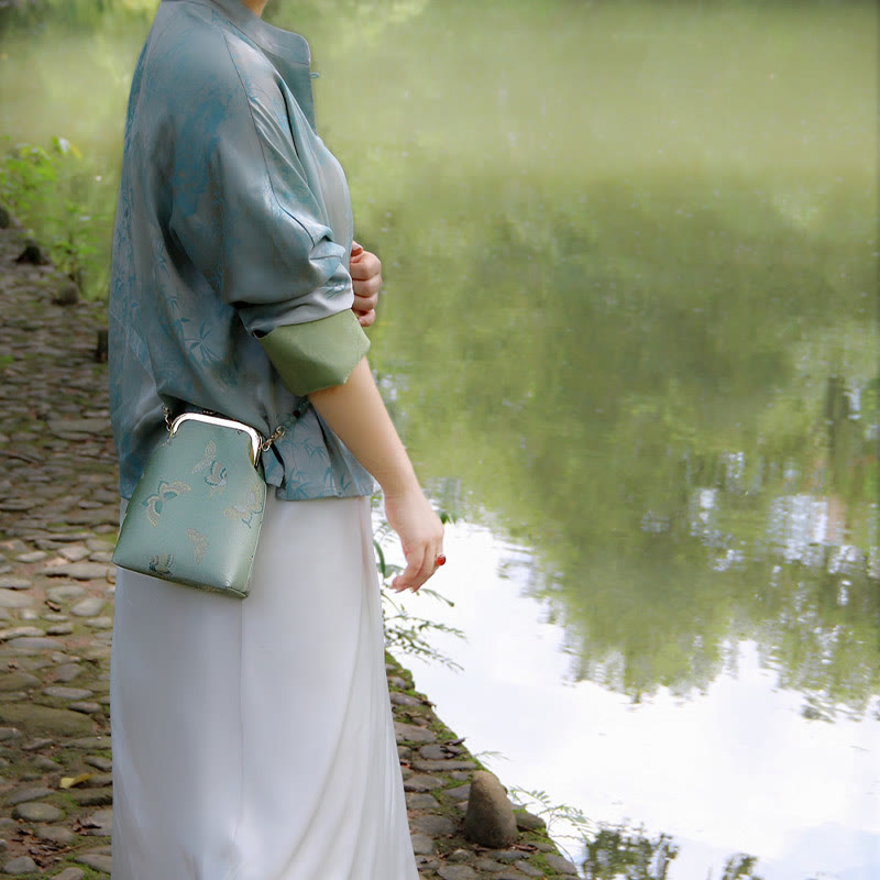 Nimara Ritual Retro Chinese Embroidery Pearl Chain Crossbody Bag Shoudler Bag