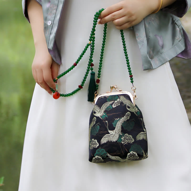 Nimara Ritual Retro Chinese Embroidery Pearl Chain Crossbody Bag Shoudler Bag