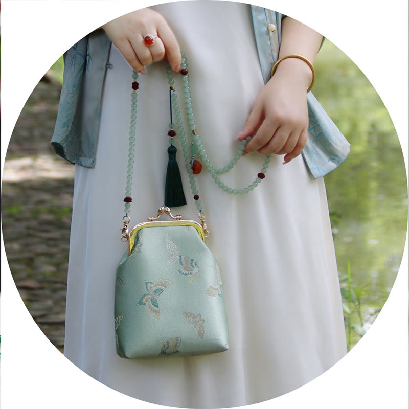 Nimara Ritual Retro Chinese Embroidery Pearl Chain Crossbody Bag Shoudler Bag