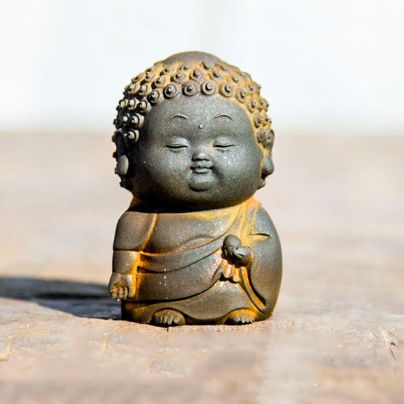 Nimara Ritual Small Standing Lying Sitting Cute Buddha Iron Powder Rust Cast Resin Statue Home Decoration